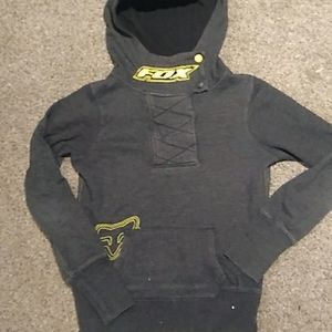 Fox hoodie, size medium, charcoal colored.